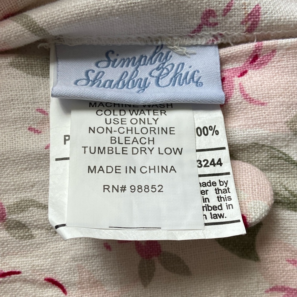 Simply Shabby Chic Rosalie Linen Blend Floral Roses Pillow Cover Pair Cream Pink - Picture 8 of 16